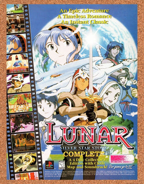1999 Lunar Silver Star Story PS1 Original Advertisement / Retro Wall Art v4