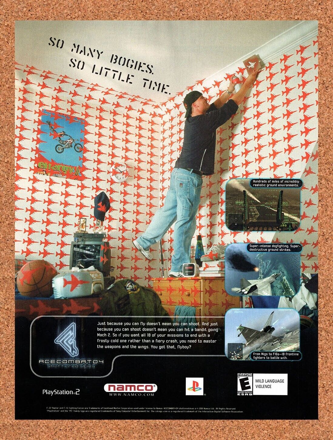 2001 Ace Combat 04 Shattered Skies PS2 Original Ad / Retro Wall Art v1