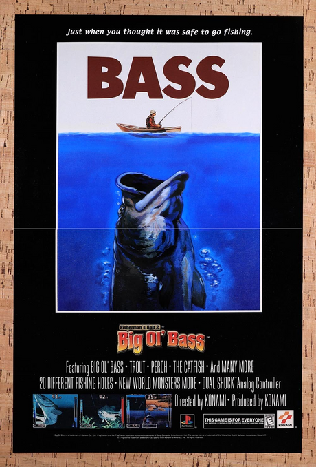 1999 Fishermans Bait 2 Big Ol Bass PS1 Original Ad / Retro Wall Art v1