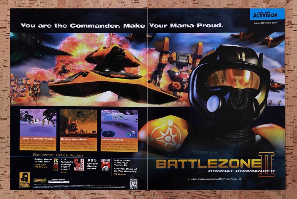 1999 Battlezone II Combat Commander PC Original Ad / Retro Wall Art v2