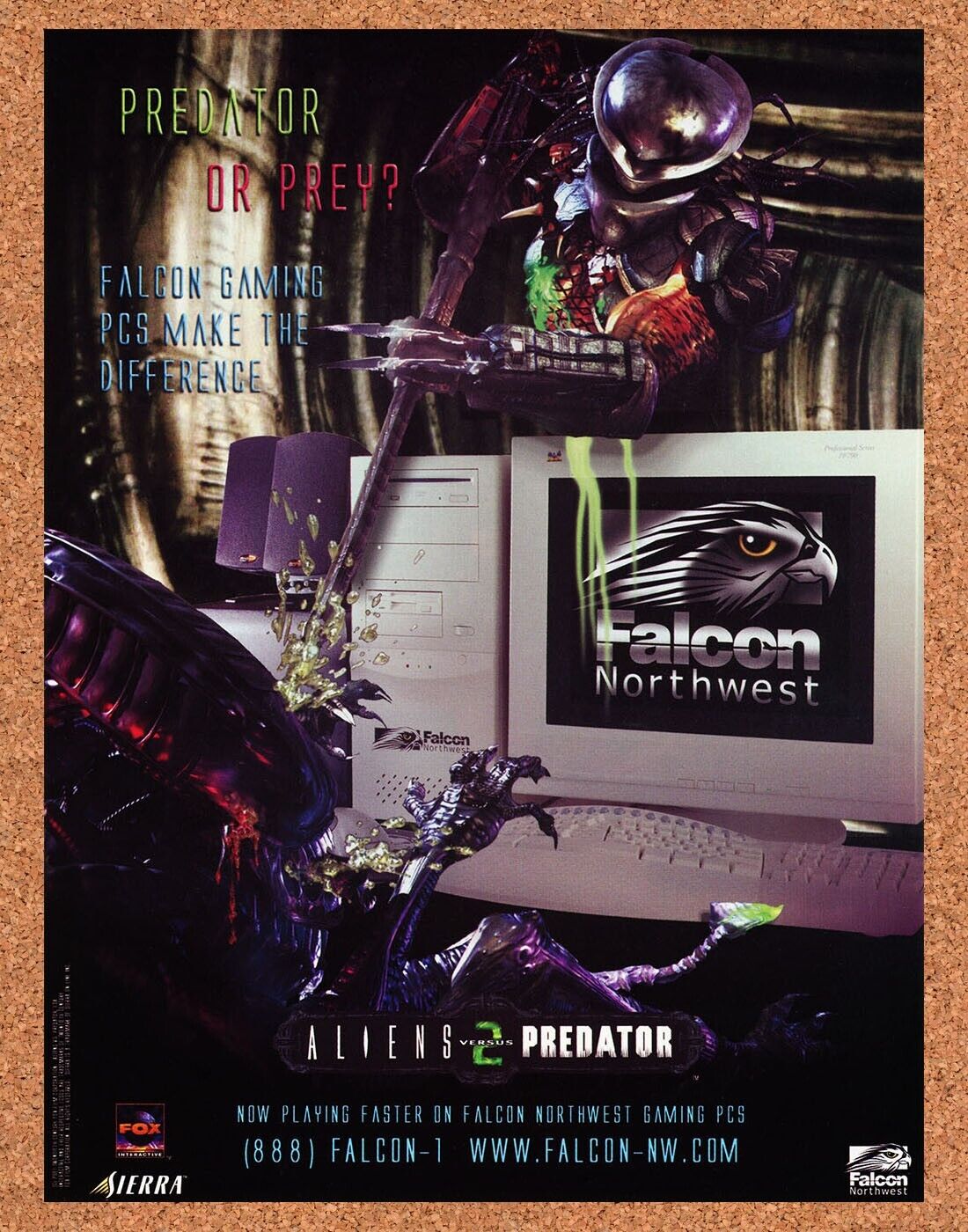 Alien vs Predator 2 Original 2002 Ad Authentic Falcon Northwest Gaming PC Promo