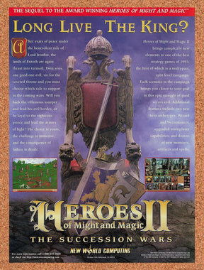 1996 Heroes Of Might And Magic II The Succession Wars PC Original Ad / Promo v3