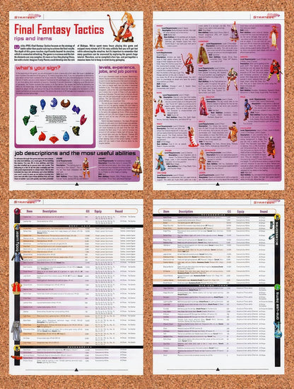1997 Final Fantasy Tactics PS1 Tips And Items Original 4-Part Ad / Wall Art v2