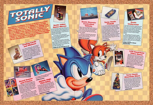 Sonic Merchandise Original 1992 Vintage Ad - Video Game Display Promo