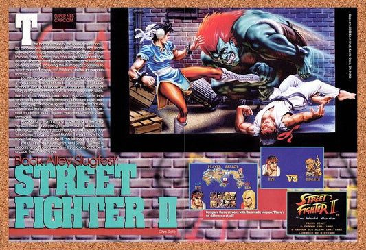 1991 Street Fighter II SNES Original Advertisement / Retro Wall Art v3