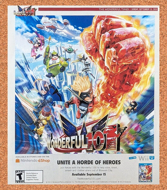 Wonderful 101 Wii U Original 2012 Ad Authentic Nintendo Video Game Promo