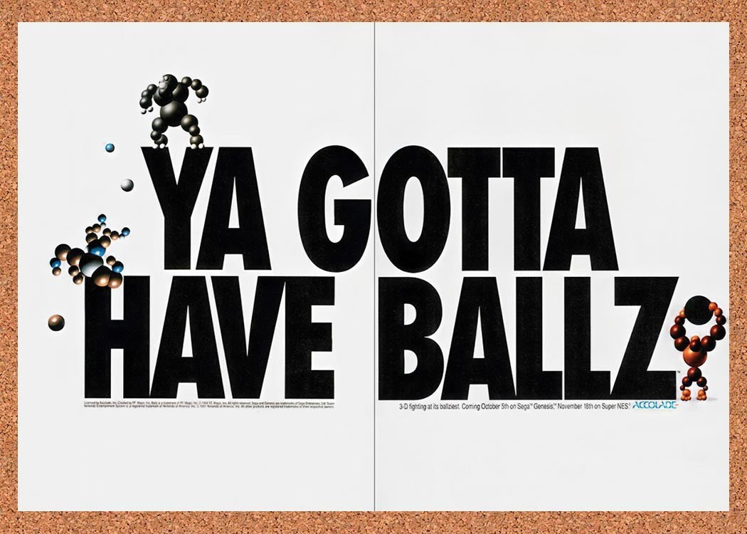 1994 Ballz Genesis Original Advertisement / Retro Promo v4