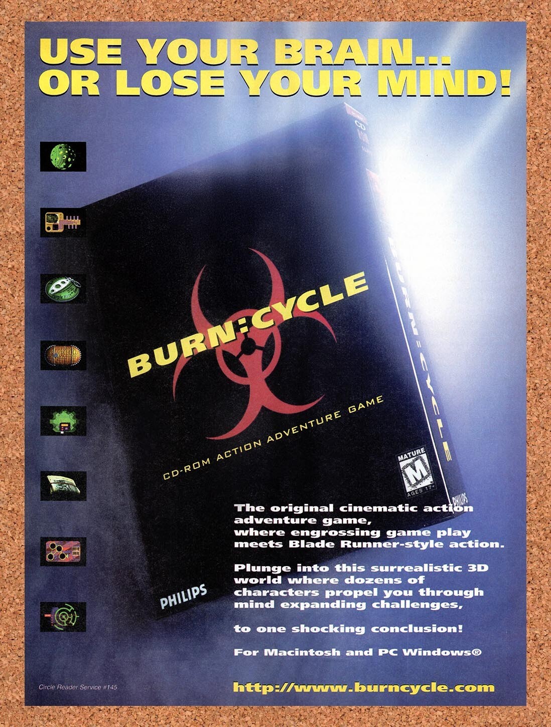 1995 Burn Cycle PC Original Advertisement / Retro Promo v3