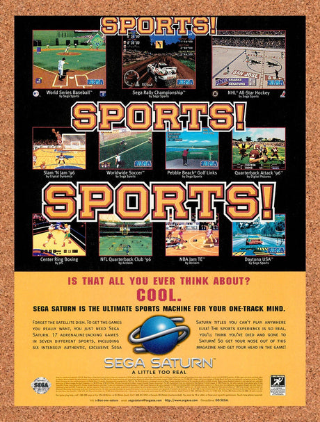 1996 Sega Saturn Sports Games Original Advertisement / Retro Promo vg2