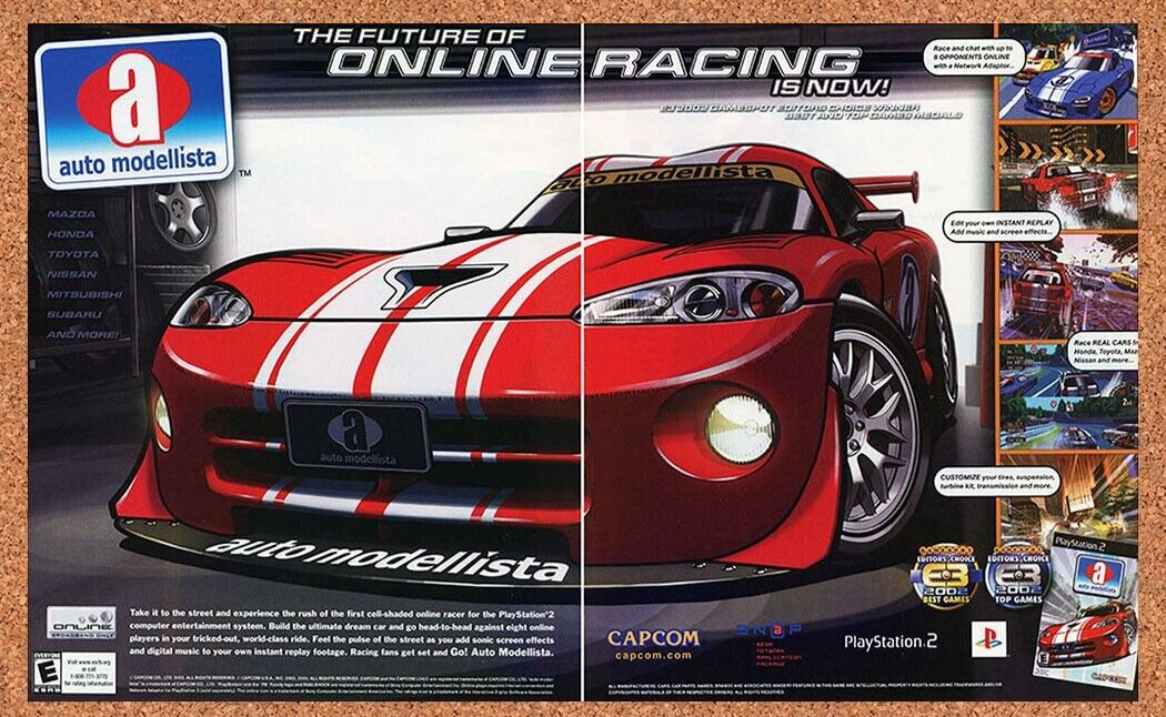 Auto Modellista PS2 Original 2004 Ad Authentic Capcom Racing Video Game Promo