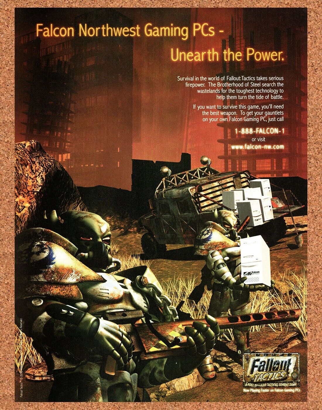 Fallout Tactics PC Original 2001 Ad Authentic Falcon Northwest Video Game Promo