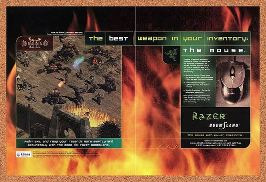 Diablo II PC Razor Boomslang Mouse Original 2001 Ad Authentic Video Game Promo