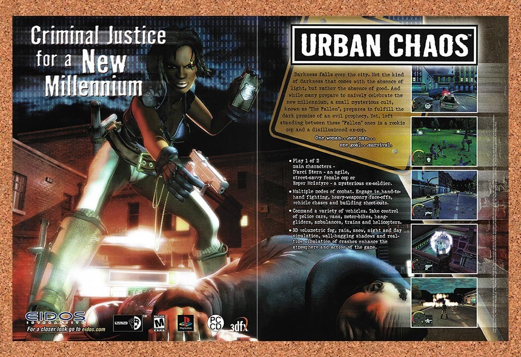 2000 Urban Chaos PS1 Original Advertisement / Retro Promo v4