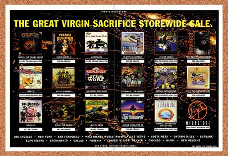 1998 Virgin Megastore PC Games Original Advertisement / Retro Promo v2