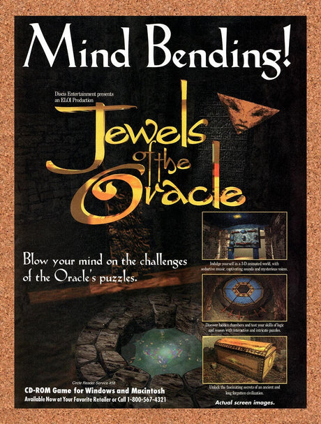 1995 Jewels Of The Oracle PC Original Advertisement / Retro Wall Art v1