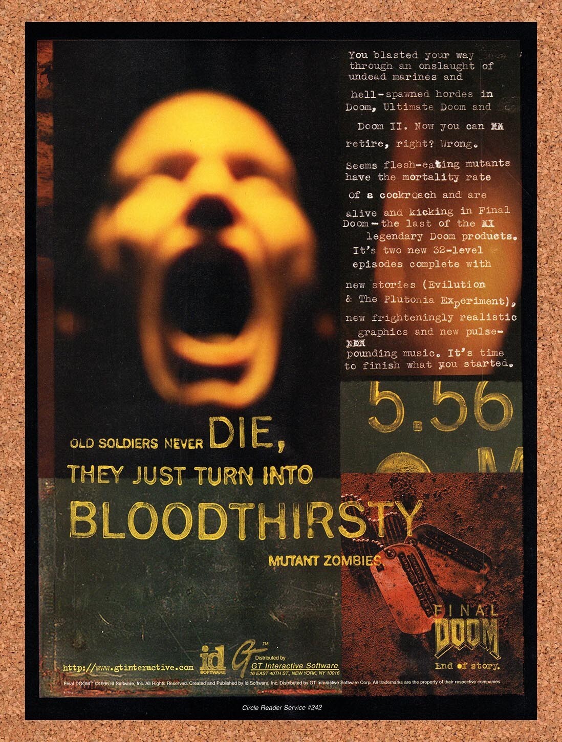 1996 Final Doom PC Original Advertisement / Retro Wall Art v1