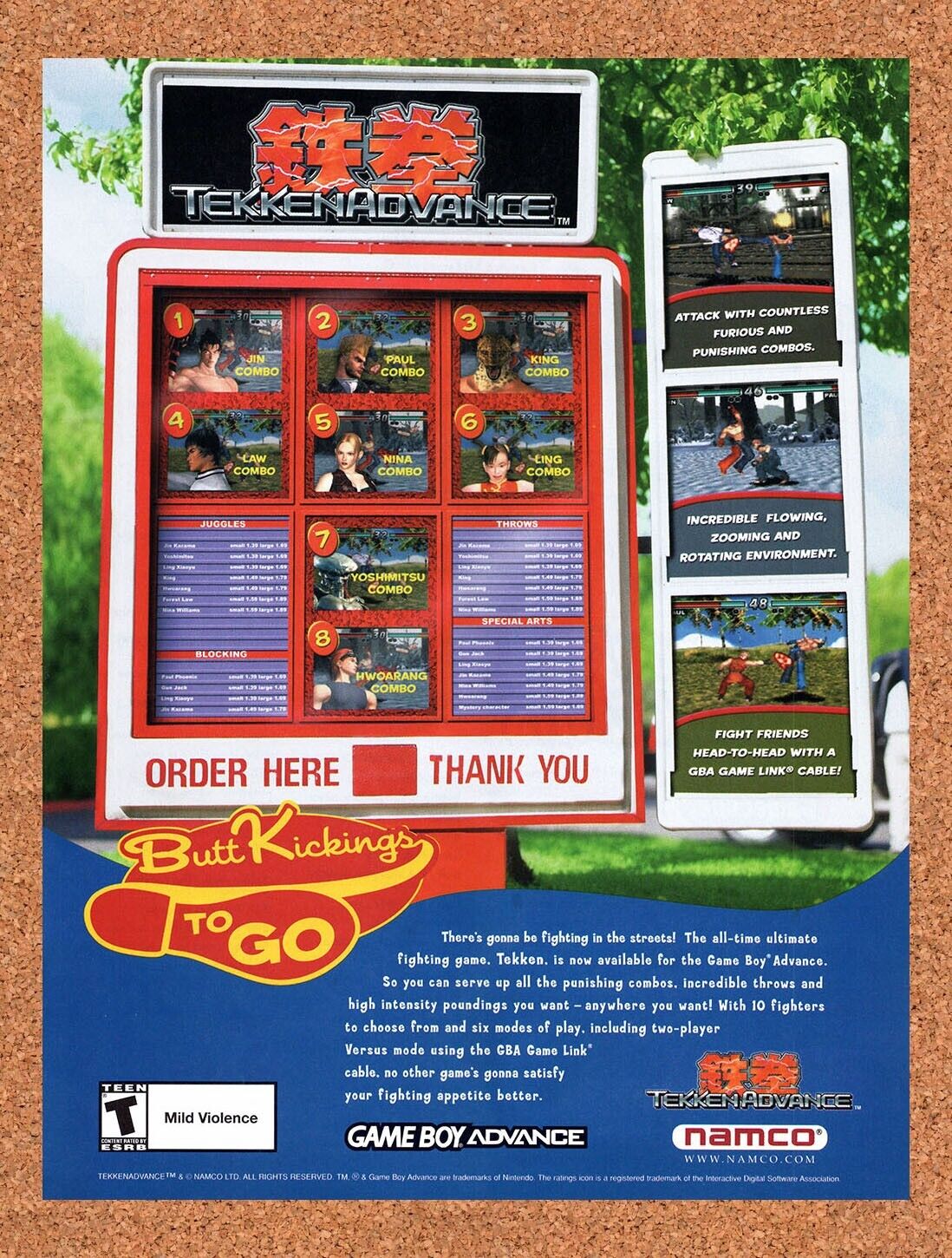2001 Tekken Advance GBA Original Advertisement / Retro Wall Art v1
