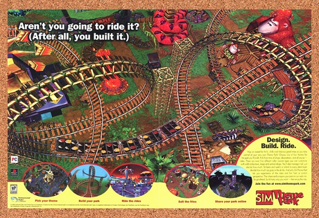 Sim Theme Park PC Original 1999 Print Ad Authentic Video Game Promo v2