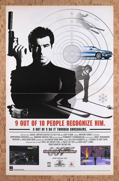 1999 007 Tomorrow Never Dies PS1 Original Advertisement / Retro Wall Art v1