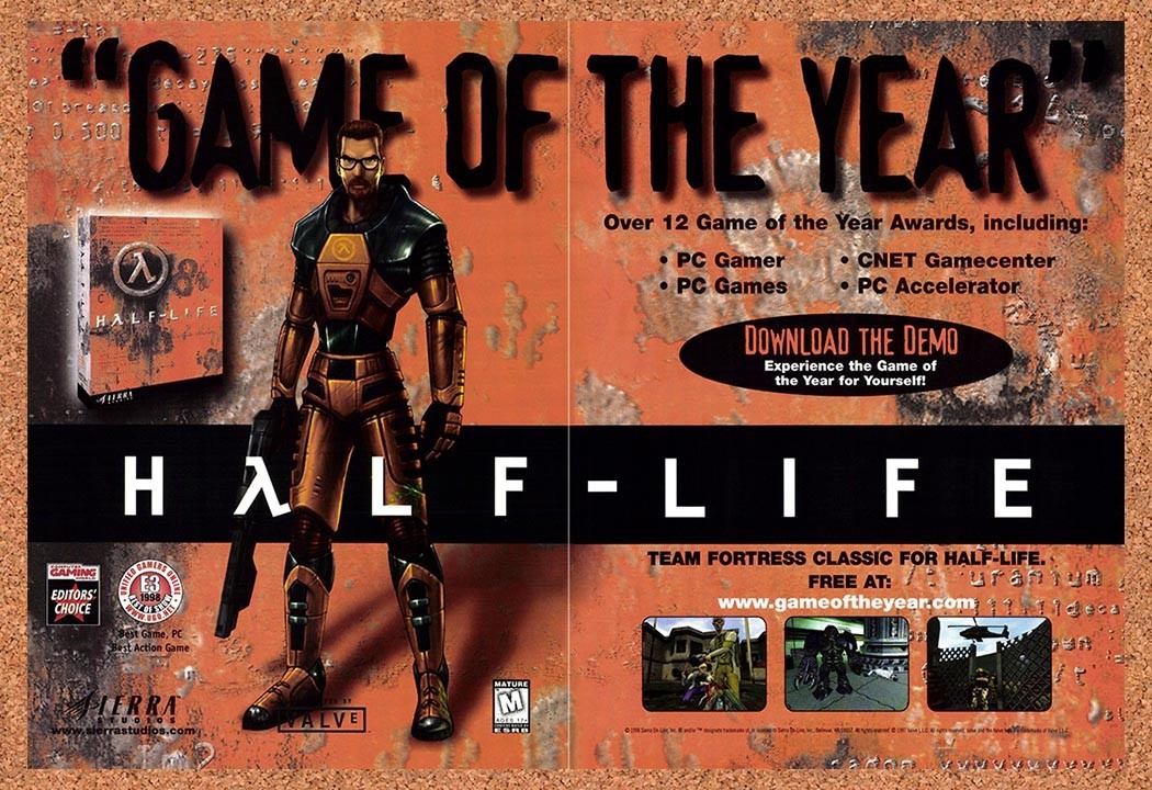 1999 Half-Life GOTY Original Advertisement / Retro Promo v10