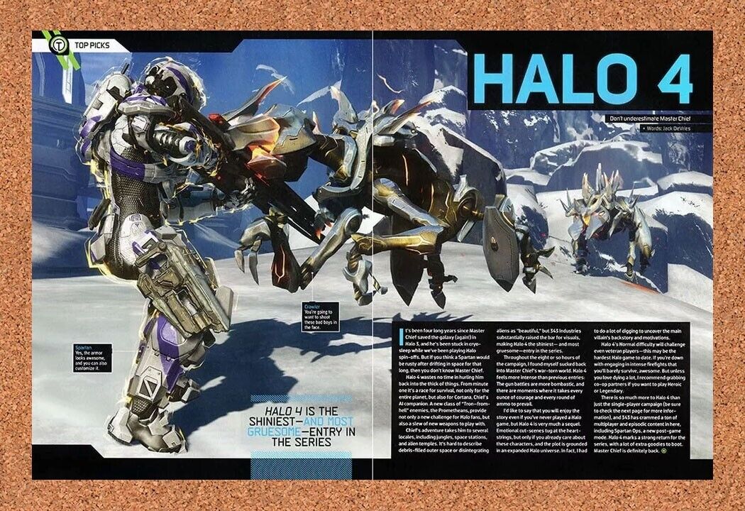 Halo 4 Xbox 360 Original 2013 Ad Authentic Review Video Game Promo