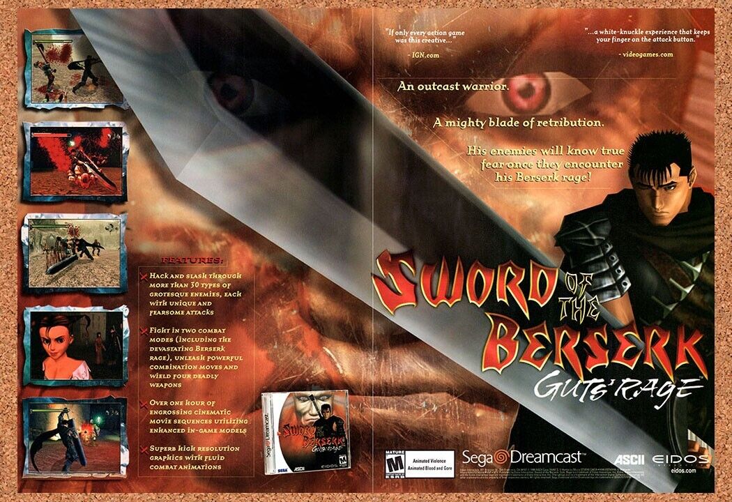 Sword Of The Berserk Dreamcast Original 2000 Vintage Ad - Video Game Promo