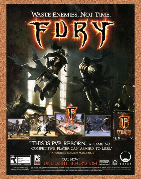 Fury PC Original 2007 Vintage Ad - Video Game Art Promo