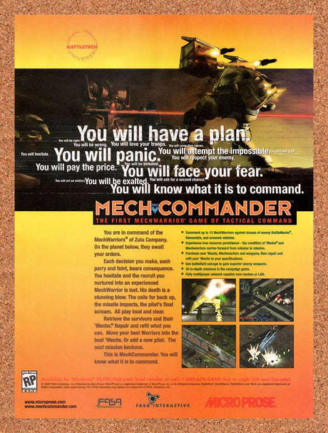 1998 MechCommander PC Original Advertisement / Retro Promo v1