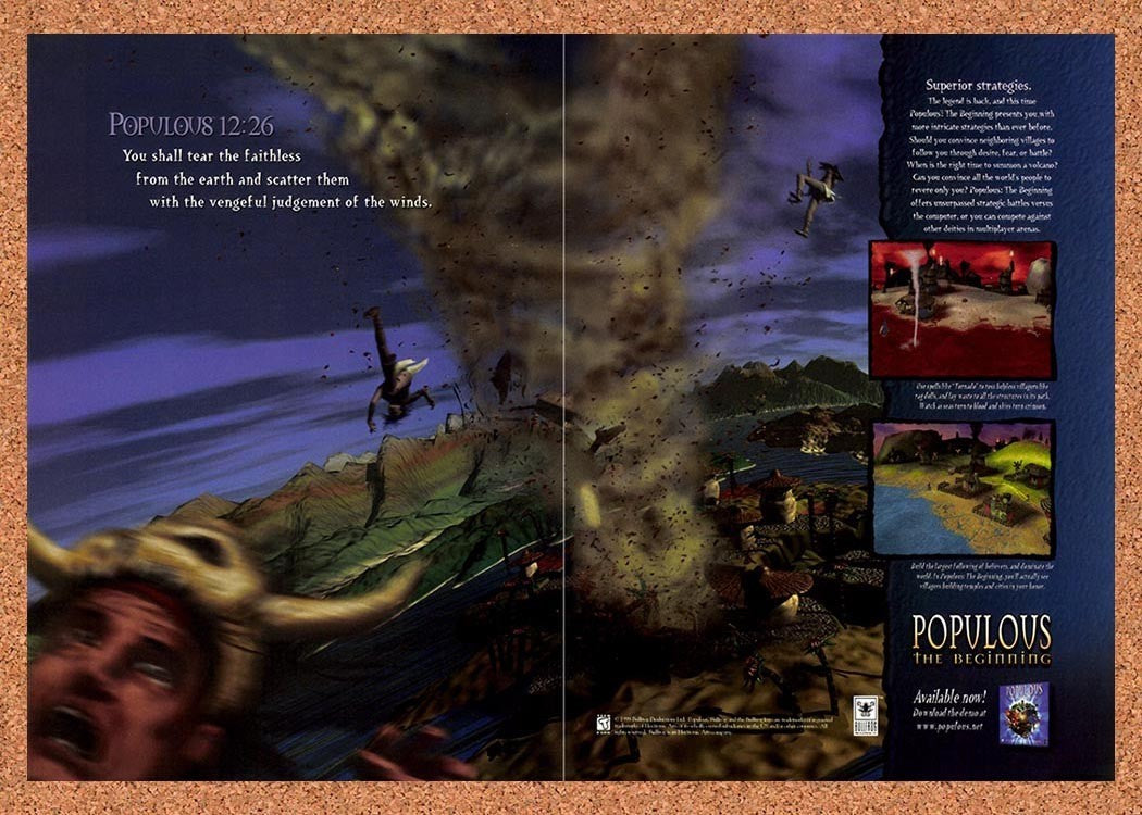 1999 Populous The Beginning PC Original Advertisement / Retro Promo v2