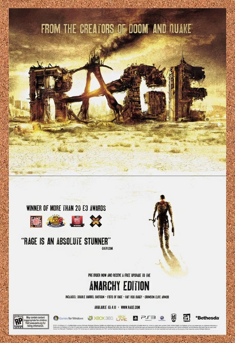 2011 Rage Anarchy Edition Xbox 360 Original Advertisement / Retro Wall Art v1