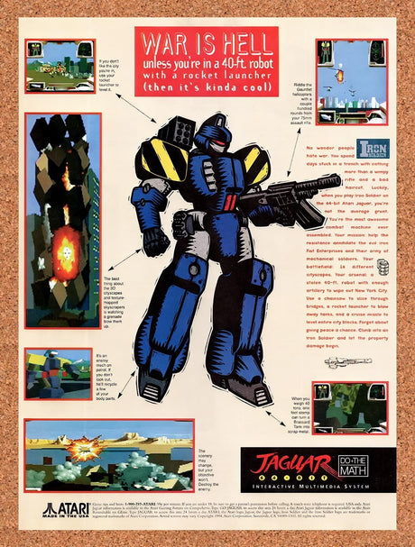 1995 Iron Soldier Jaguar Original Advertisement / Retro Wall Art v1
