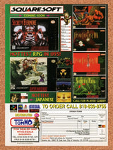 1995 Squaresoft SNES RPG Order Form Original Advertisement / Retro Wall Art v1