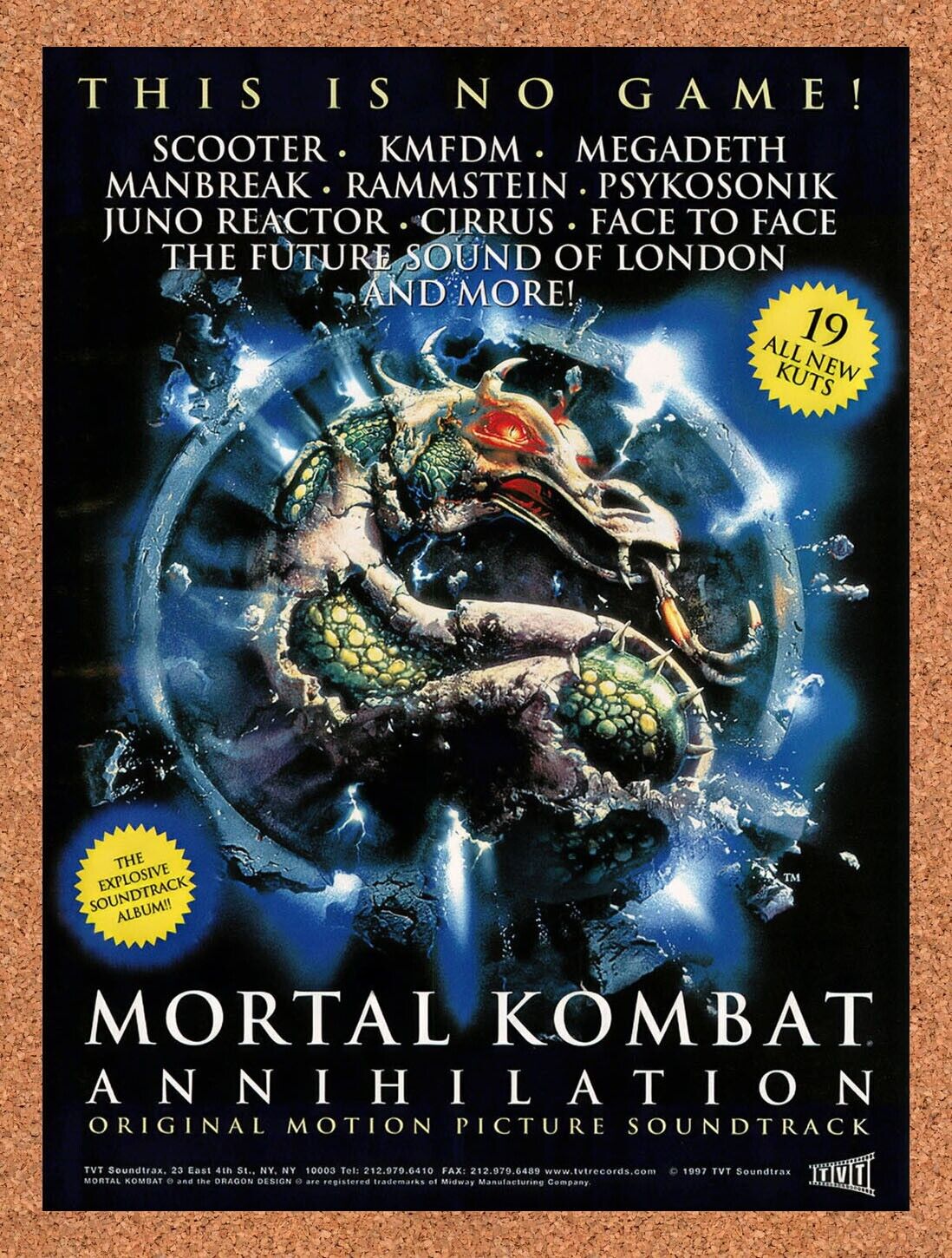 1996 Mortal Kombat Annihilation Original Movie Soundtrack Original Ad / Art v1