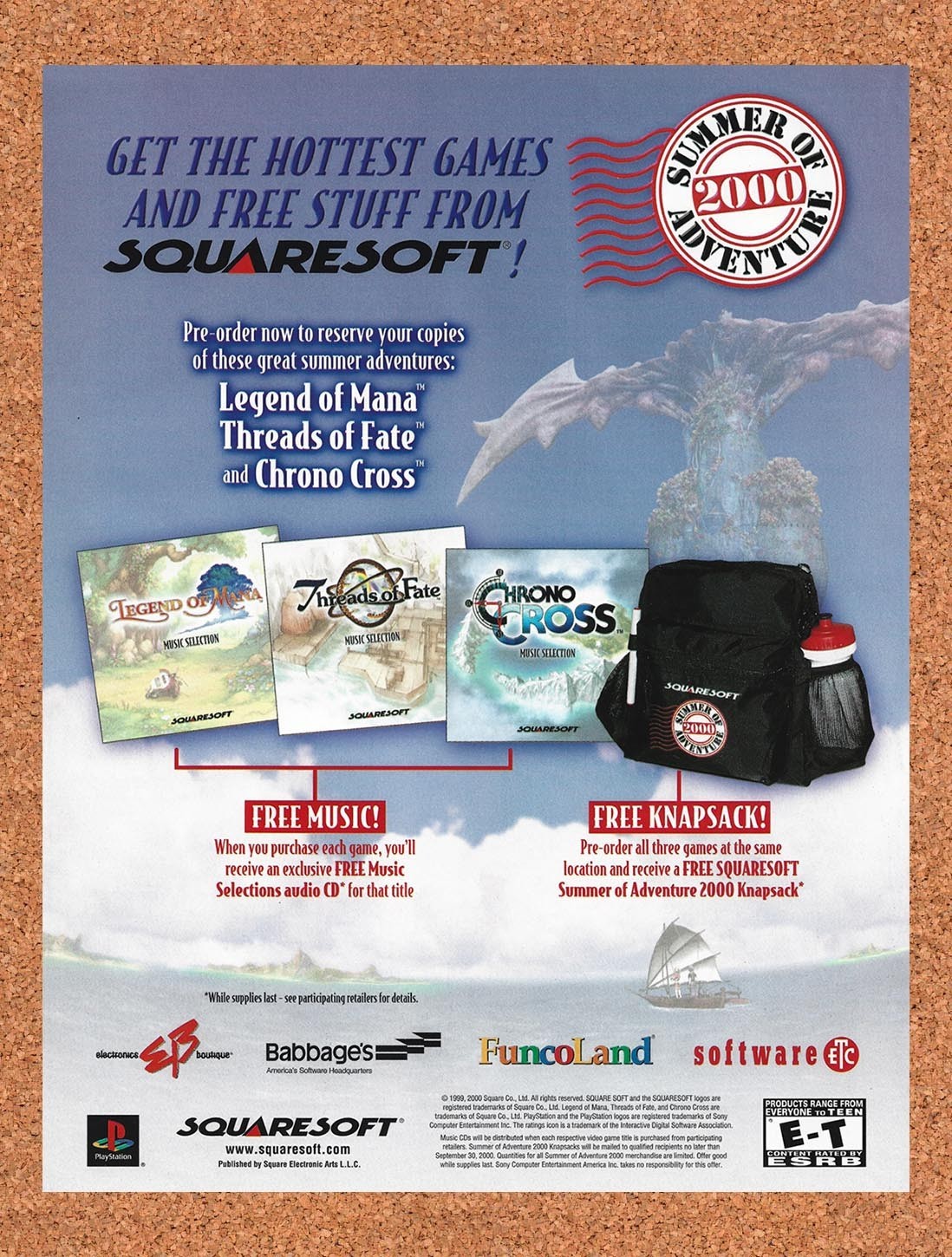 2000 Squaresoft Funcoland Summer Of 2000 Adventure Original Ad / Promo v5