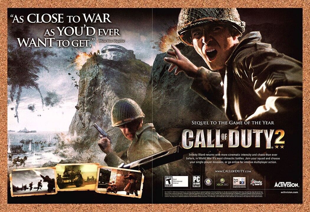 Original 2004 Call Of Duty 2 Xbox 360 Vintage Ad - Video Game Promo Wall Art 1
