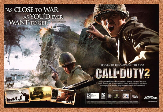 Original 2004 Call Of Duty 2 Xbox 360 Vintage Ad - Video Game Promo Wall Art 1