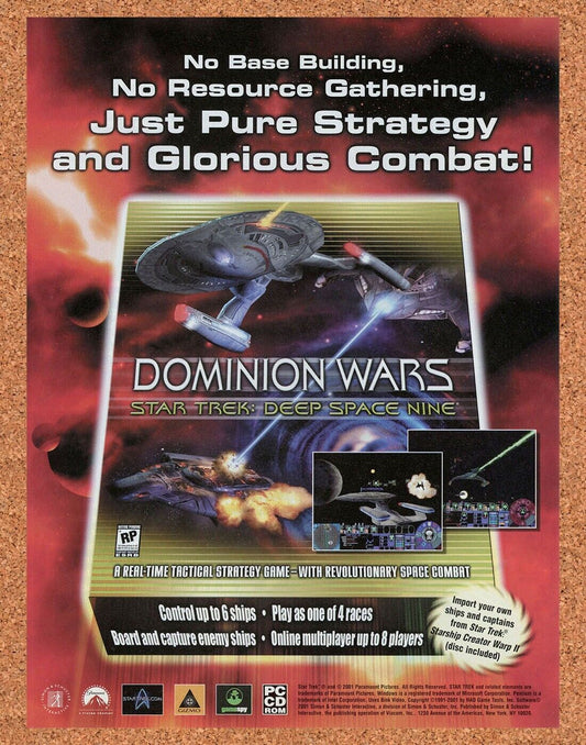 Star Trek Dominion Wars PC Original 2002 Ad Authentic Video Game Promo