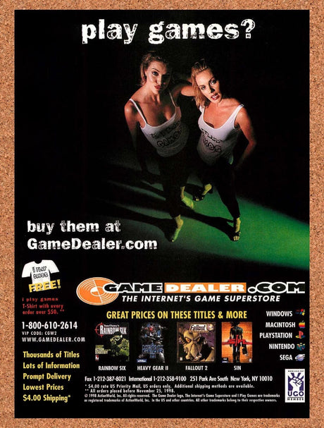1998 Gamedealer Buy Games Online Original Advertisement / Retro Promo v2