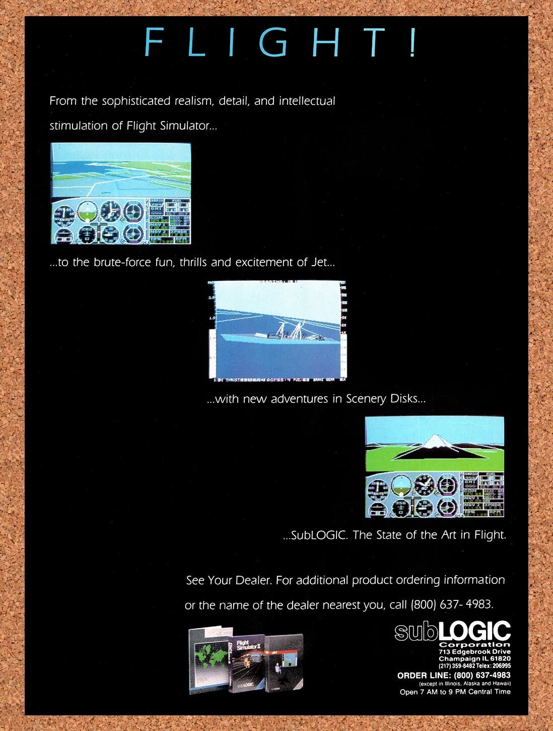 1987 Flight Simulator 2 Tandy Original Advertisement / Retro Wall Art v1