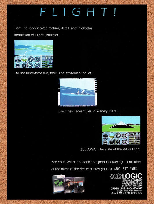 1987 Flight Simulator 2 Tandy Original Advertisement / Retro Wall Art v1