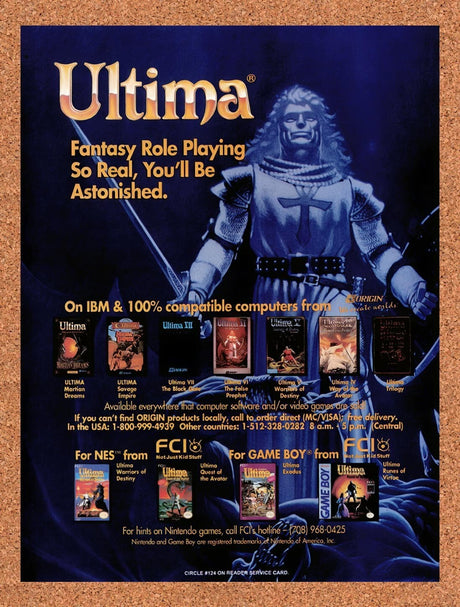 1992 Ultima IBM & NES Games Original Advertisement / Retro Wall Art v3
