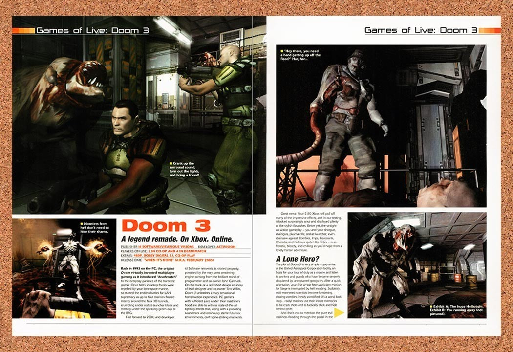 2004 Doom 3 Xbox Live Original Advertisement / Retro Promo vr6