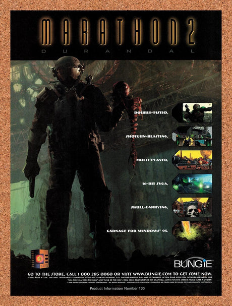 1996 Marathon 2 Durandal PC Original Advertisement / Retro Promo v2