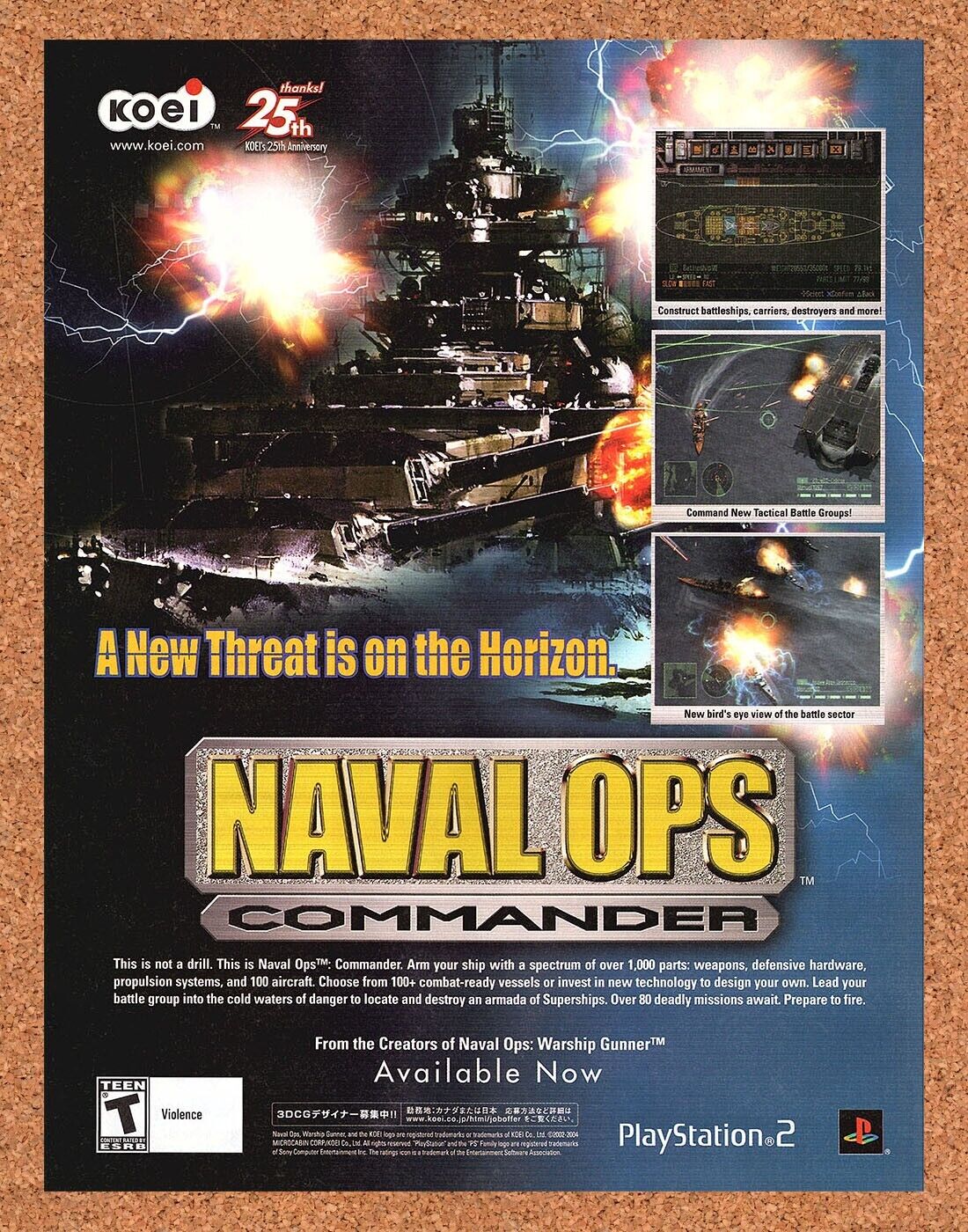 Naval Ops Commander PS2 Original 2004 Print Ad Authentic Video Game Art Promo