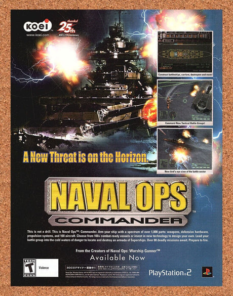 Naval Ops Commander PS2 Original 2004 Print Ad Authentic Video Game Art Promo