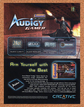 Deus Ex Sound Blaster Original 2004 Ad Authentic Audigy Gaming Sound Card Promo