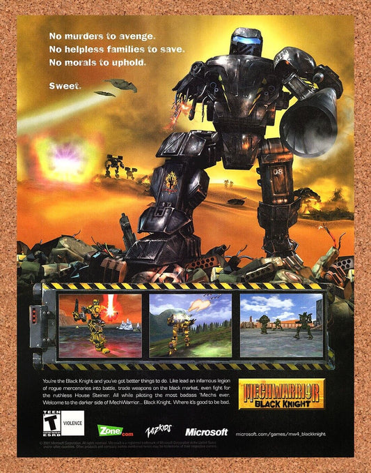 MechWarrior 4 Black Knight PC Original 2000 Print Ad Authentic Video Game Promo