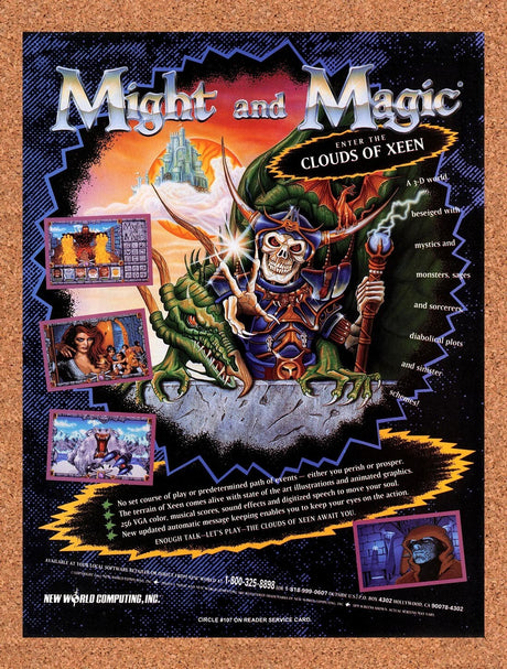 1992 Might And Magic Clouds Of Xeen PC Original Ad / Retro Wall Art v1