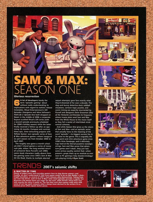 Sam And Max Season One PC Original 2009 Ad Authentic Review Video Game Promo