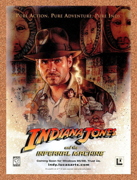 Indiana Jones And The Infernal Machine PC Original 1999 Ad Authentic Game Promo